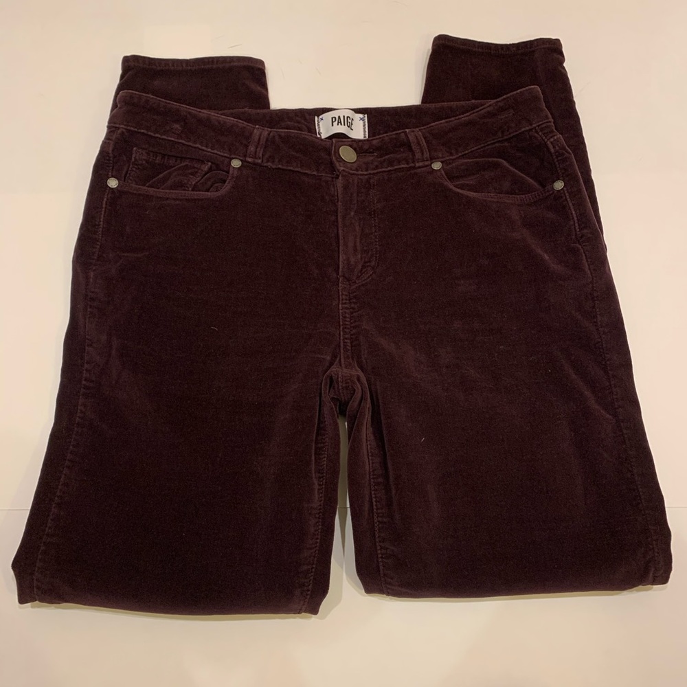 Paige Verdugo Ankle Maroon Velvet Pants Size 30